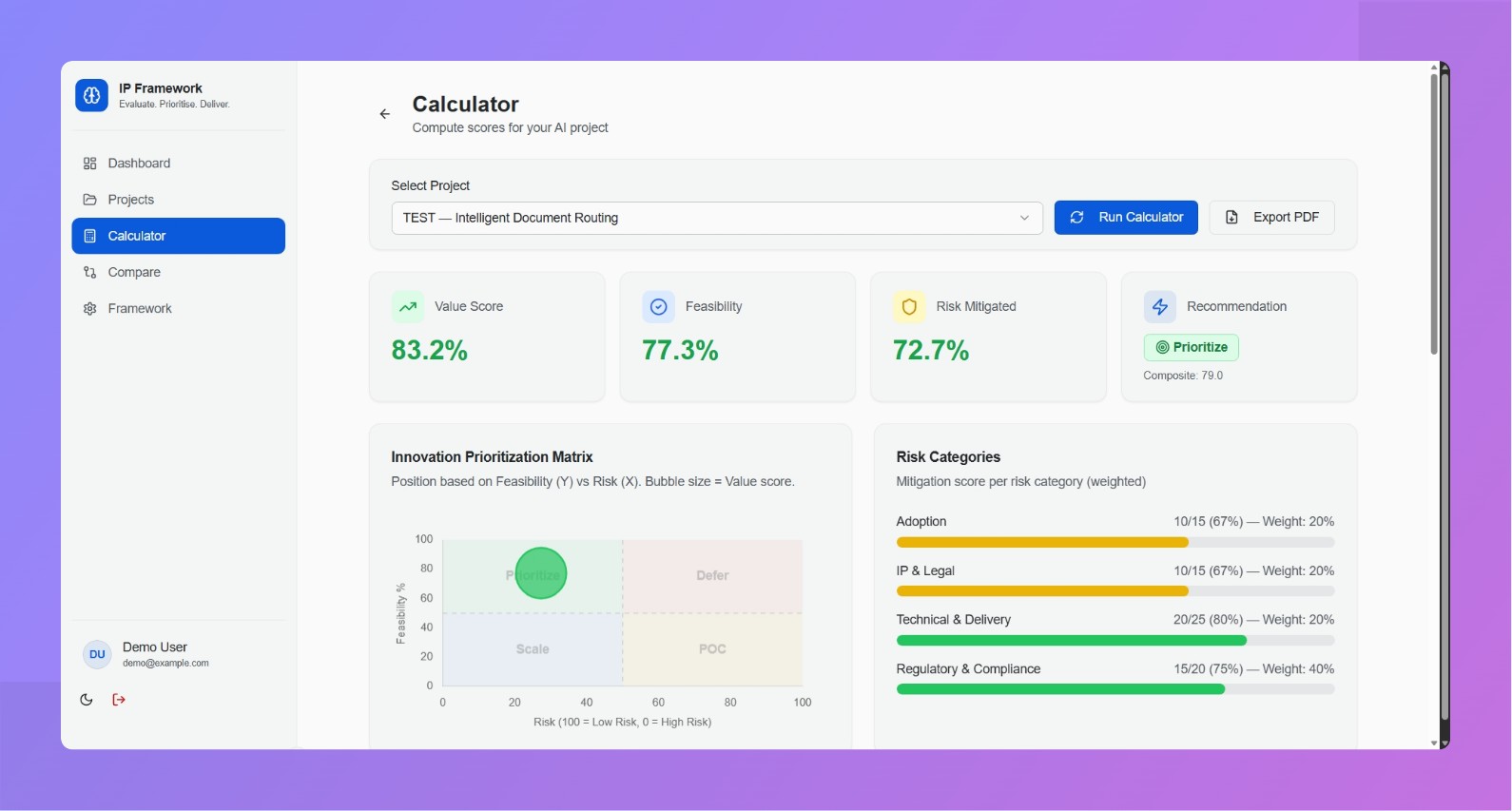 Innovation Prioritization Framework screenshot 2